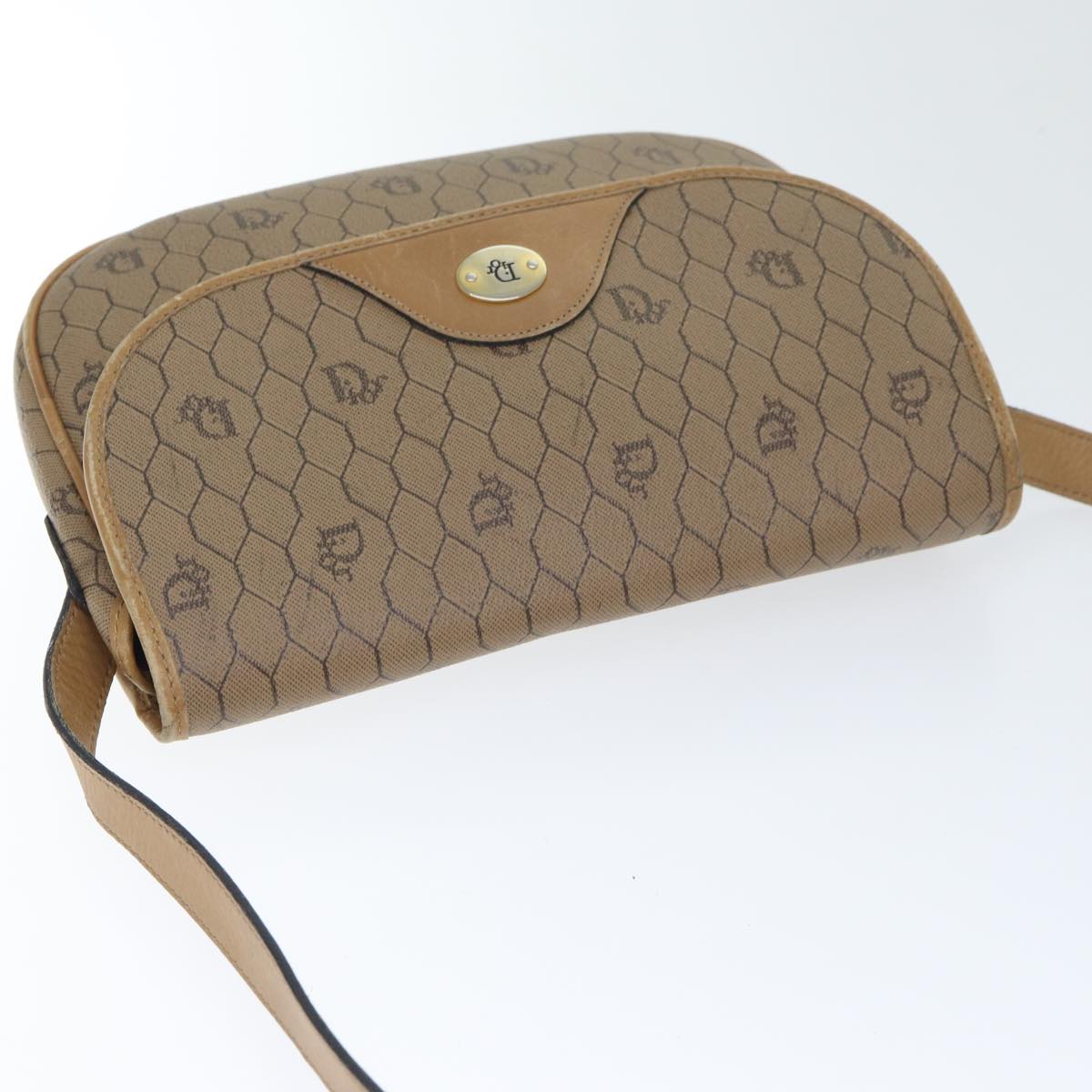 Dior Honeycomb Brown Canvas Shoulder Bag (Pre-Owned)