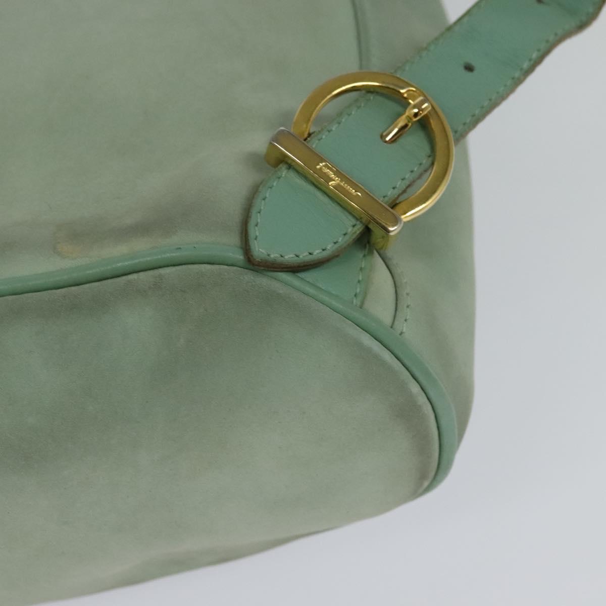 Salvatore Ferragamo Gancini Blue Suede Backpack Bag (Pre-Owned)