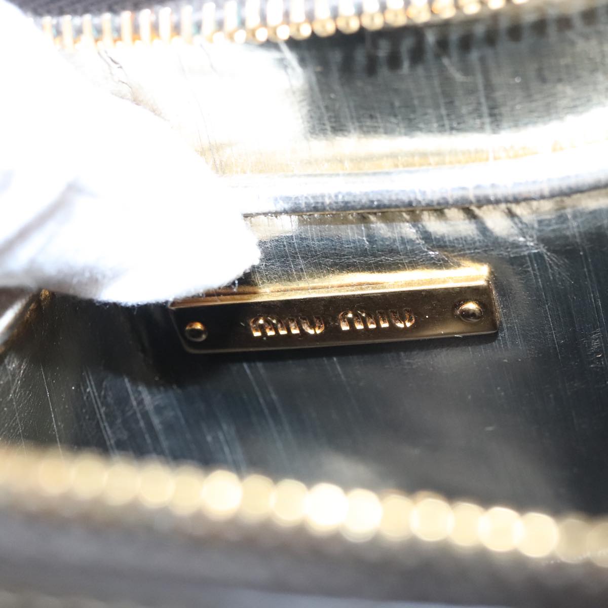 Miu Miu Gold Patent Leather Clutch Bag (Pre-Owned)
