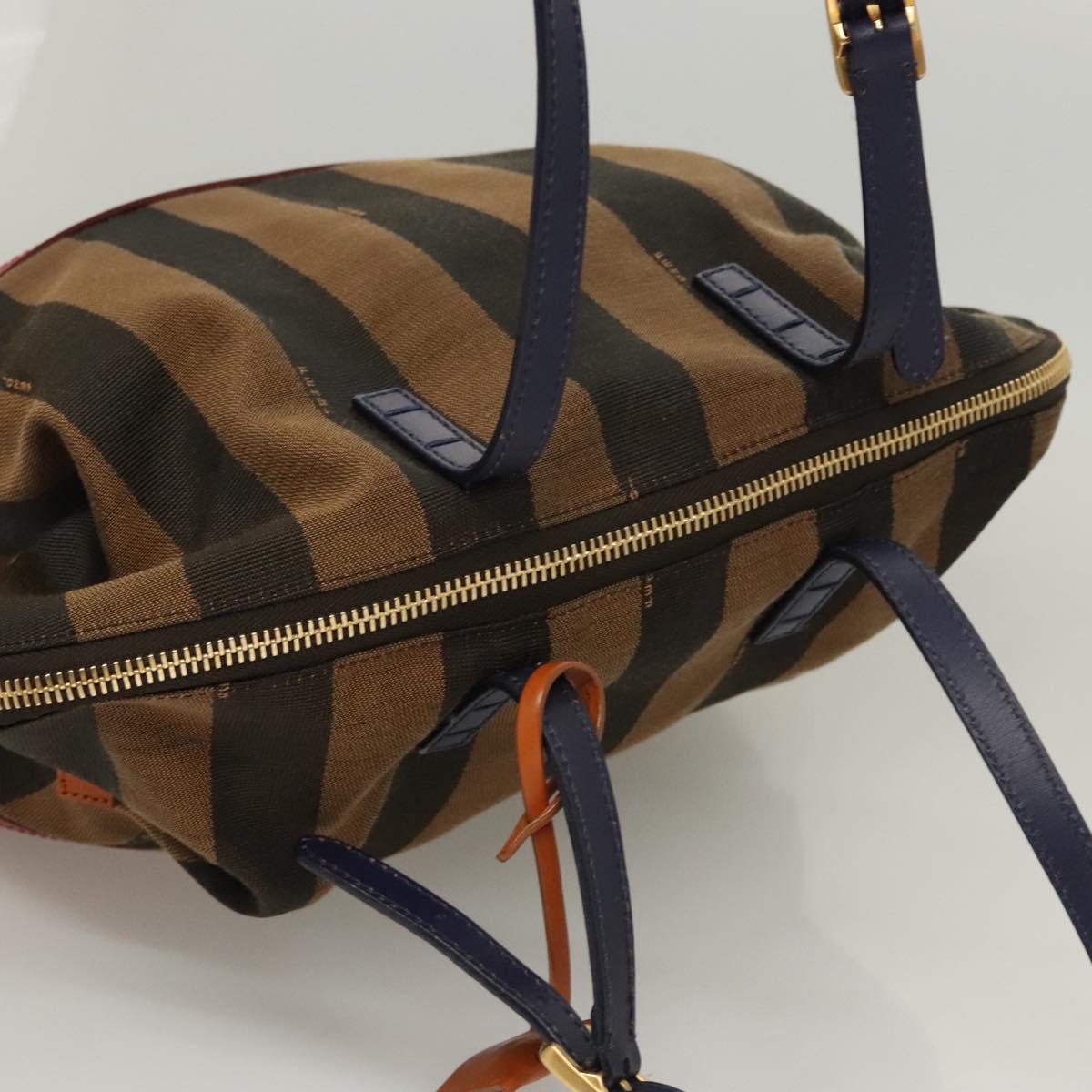 Fendi Pequin Brown Canvas Handbag (Pre-Owned)