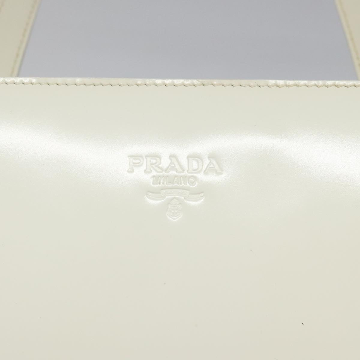 Prada Shopping Beige Patent Leather Shoulder Bag (Pre-Owned)