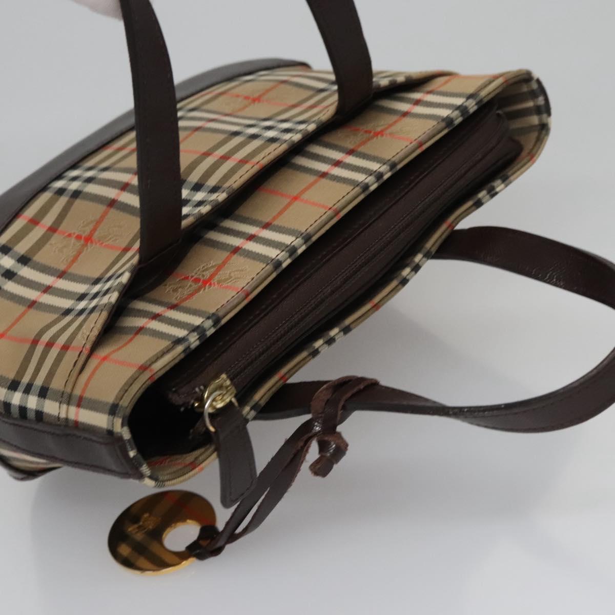 Burberry Nova Check Beige Canvas Handbag (Pre-Owned)