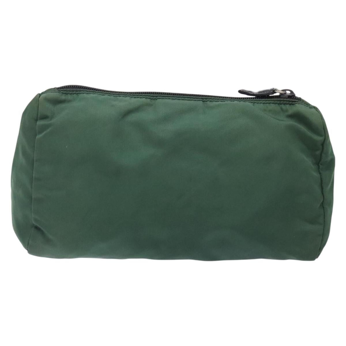 Prada Cosmetic Pouch Khaki Nylon Clutch Bag (Pre-Owned)