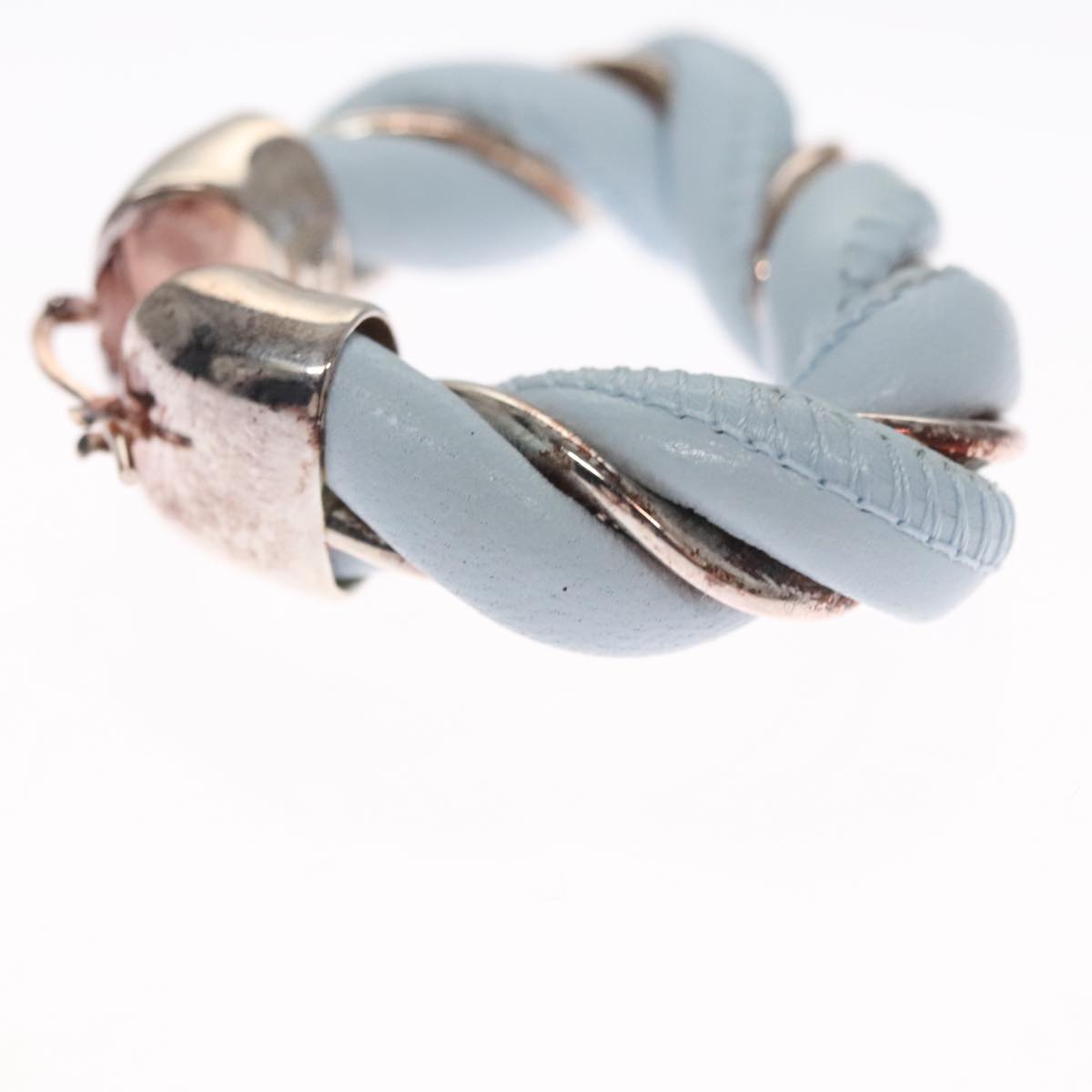 Bottega Veneta Triangle Blue Leather Earring Jewelry (Pre-Owned)