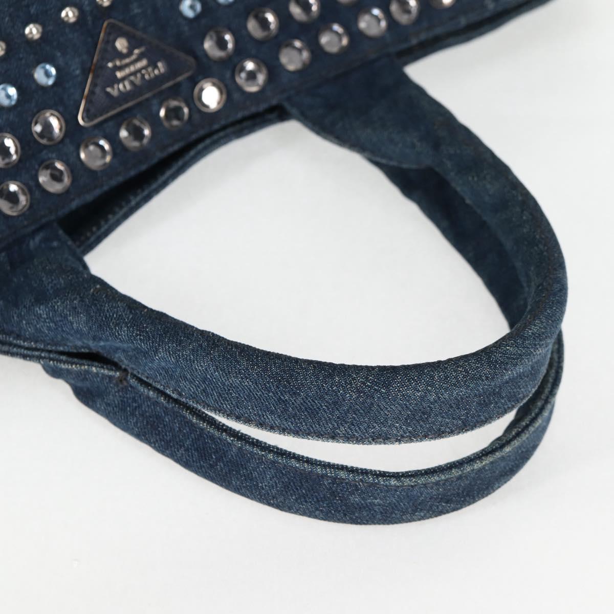 Prada Canapa Blue Canvas Tote Bag (Pre-Owned)