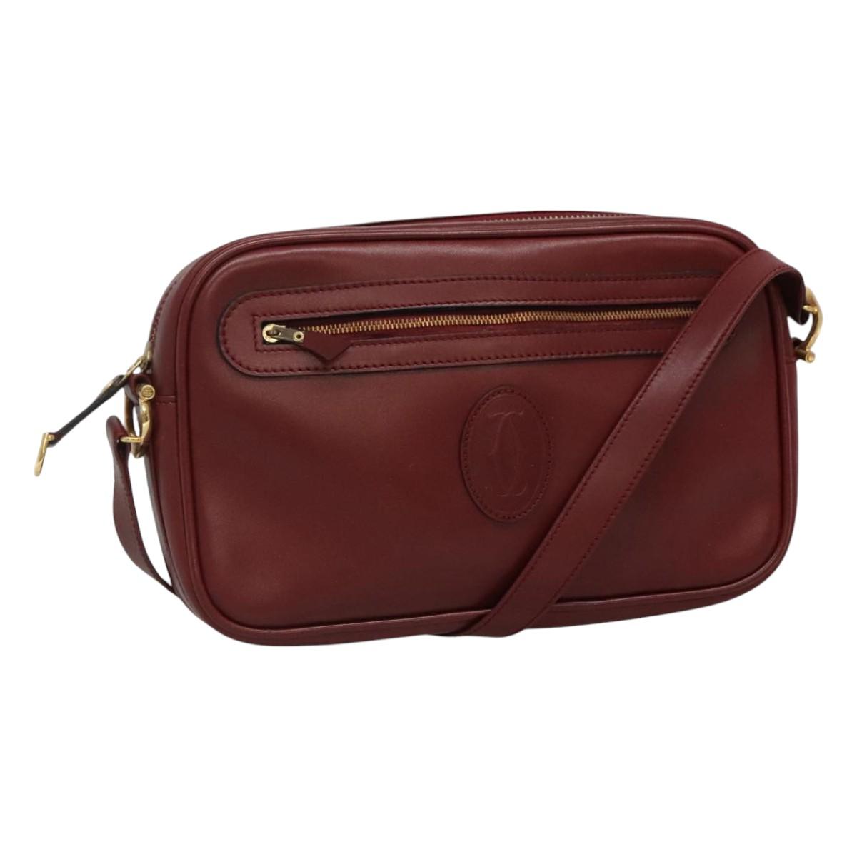 Cartier Must De Cartier Burgundy Leather Shoulder Bag (Pre-Owned)