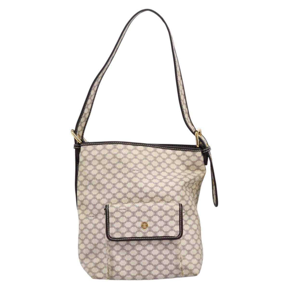Céline Macadam White Canvas Shoulder Bag (Pre-Owned)
