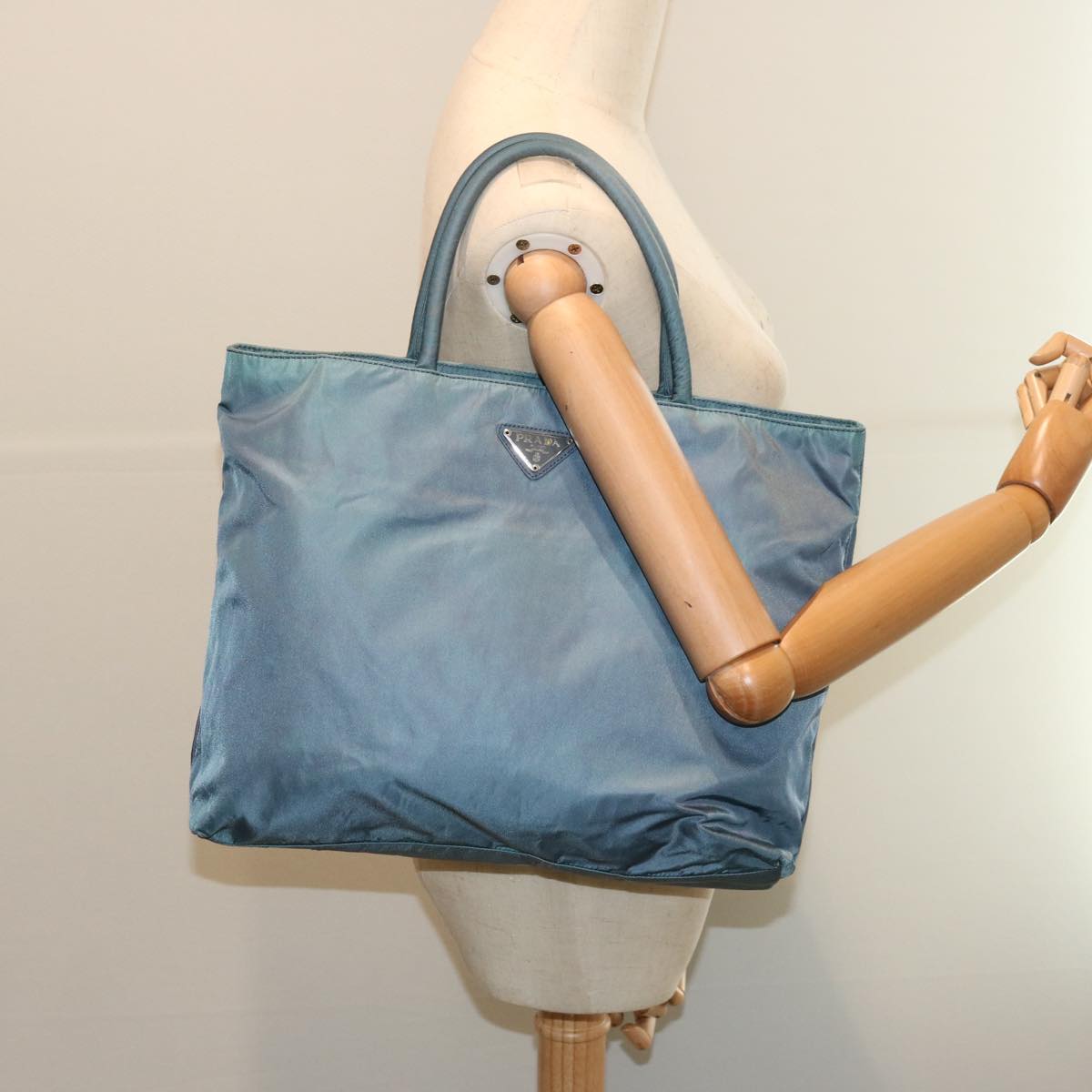 Prada Tessuto Blue Canvas Tote Bag (Pre-Owned)