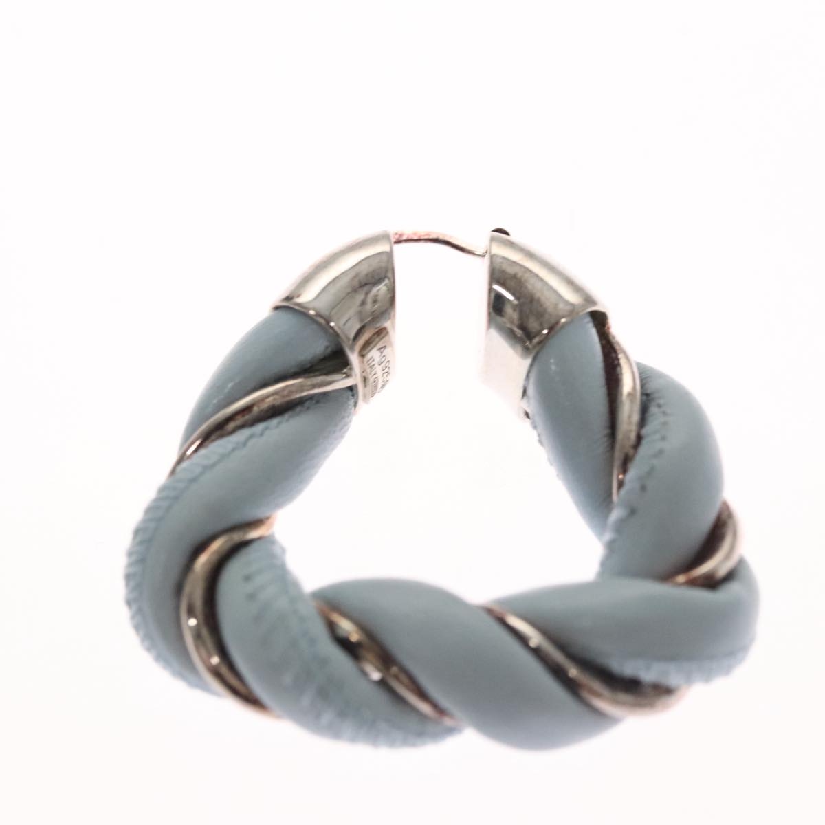 Bottega Veneta Triangle Blue Leather Earring Jewelry (Pre-Owned)