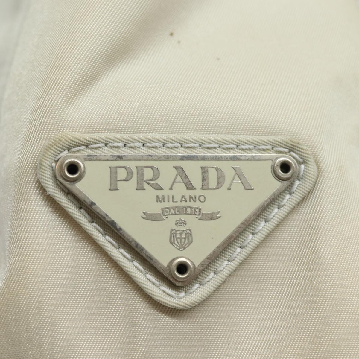 Prada Tessuto Ecru Synthetic Shoulder Bag (Pre-Owned)