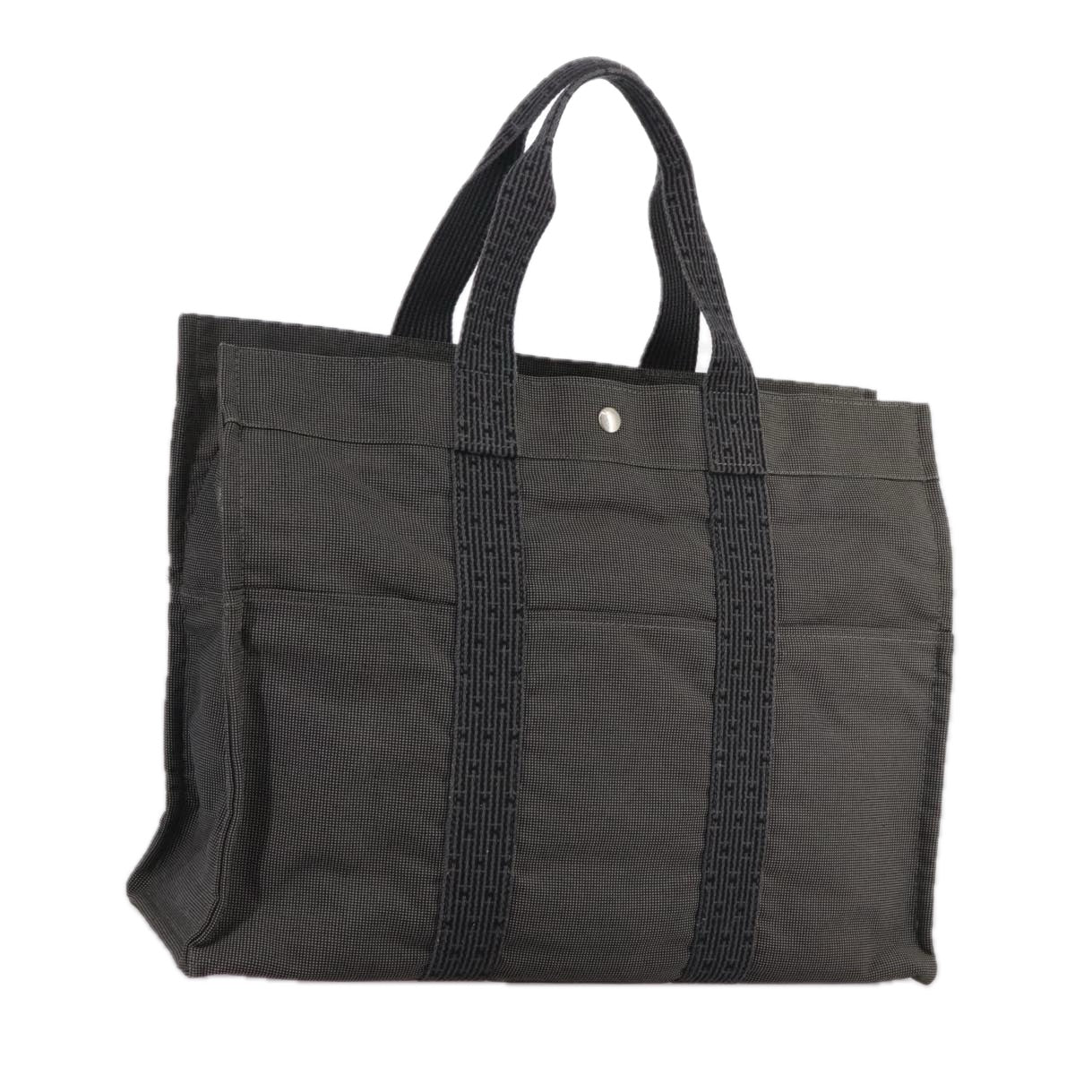 Hermès Herline Grey Canvas Handbag (Pre-Owned)