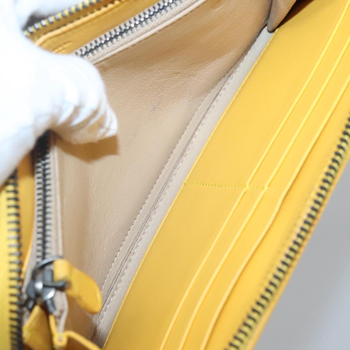 Bottega Veneta Intrecciato Yellow Leather Wallet (Pre-Owned)