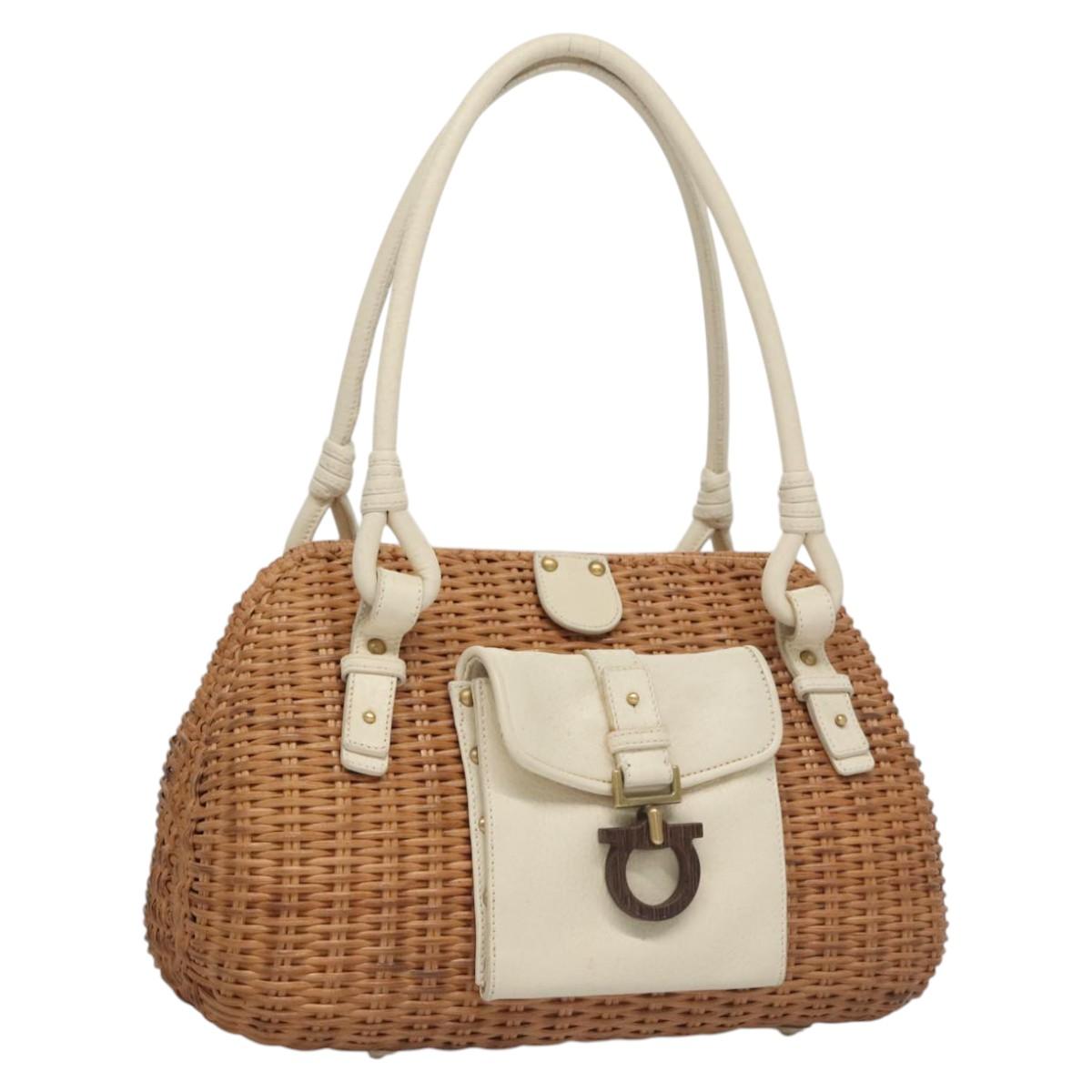 Salvatore Ferragamo Gancini Brown Wicker Handbag (Pre-Owned)