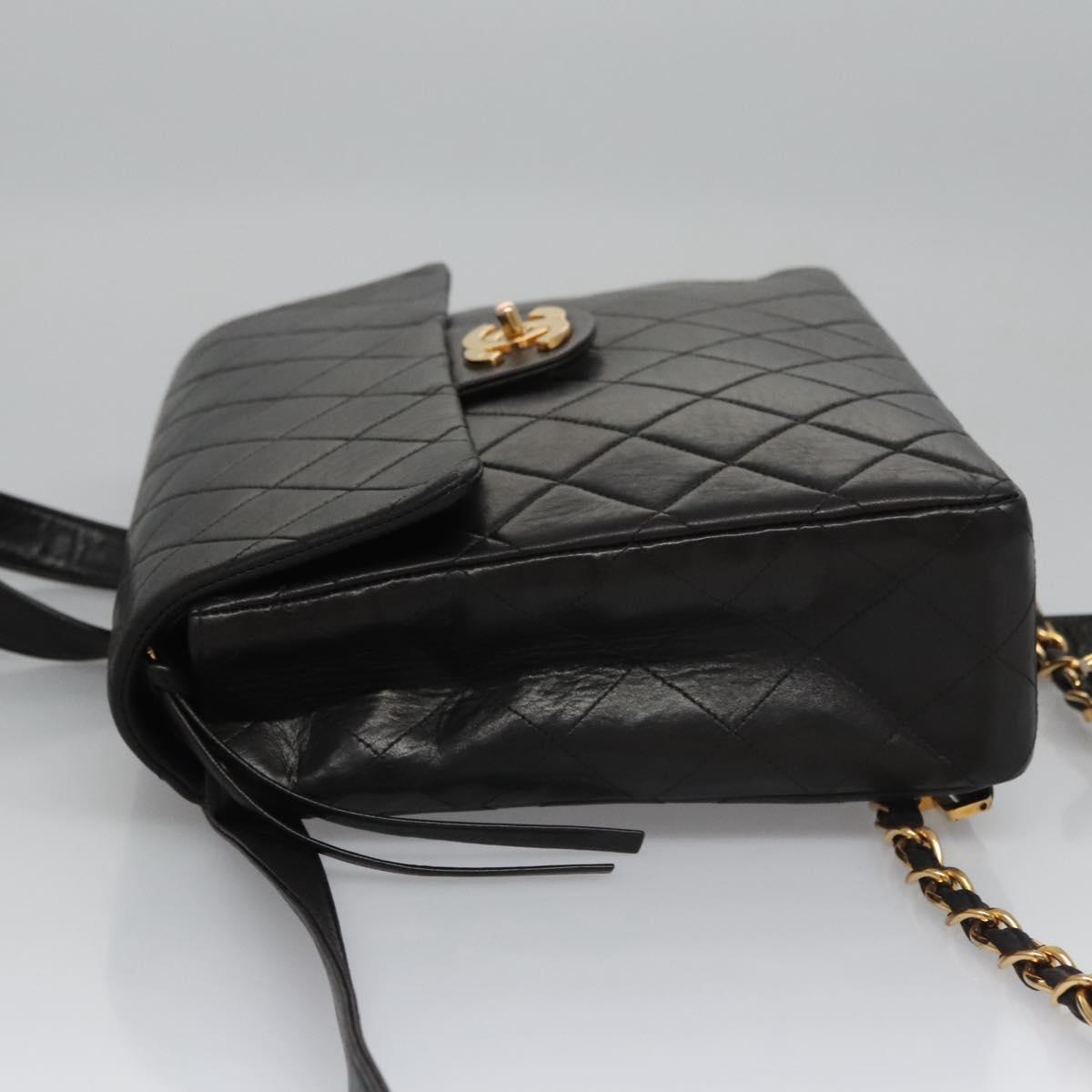 Chanel Single Flap Black Leather Backpack Bag (Pre-Owned)