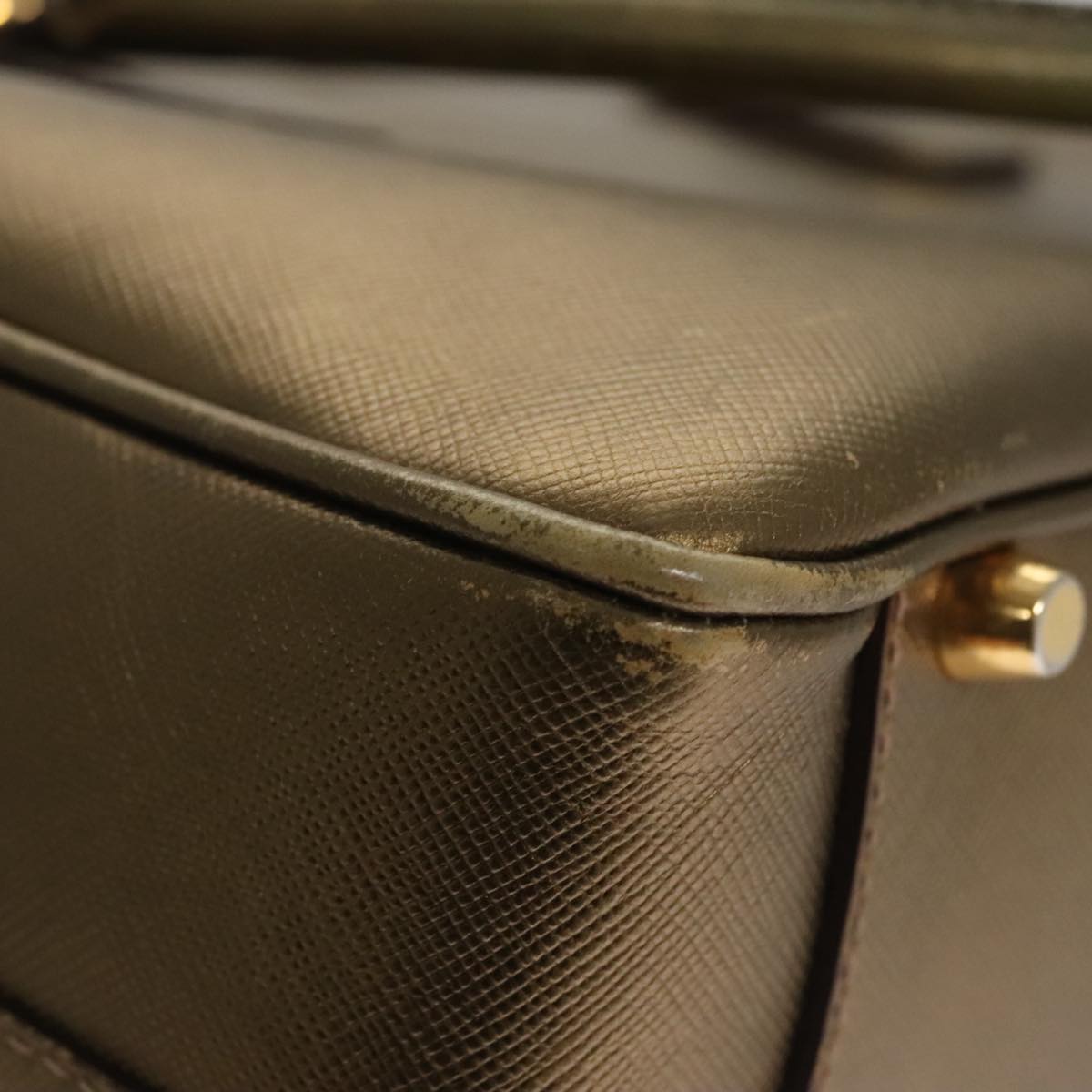 Prada Bauletto Gold Leather Handbag (Pre-Owned)