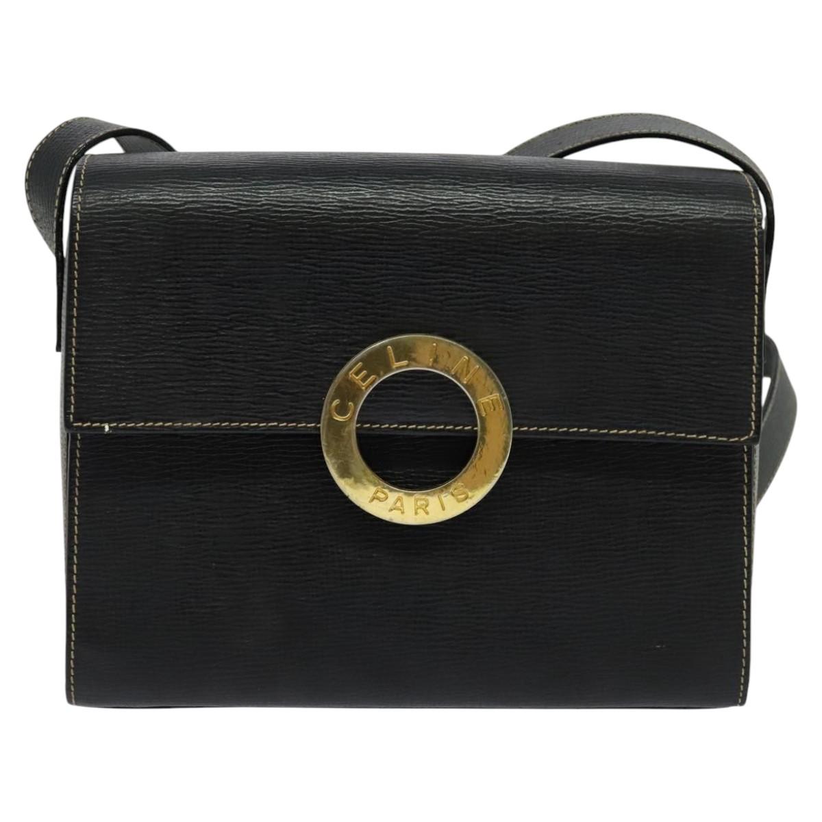 Céline Triomphe Vintage Black Leather Shoulder Bag (Pre-Owned)