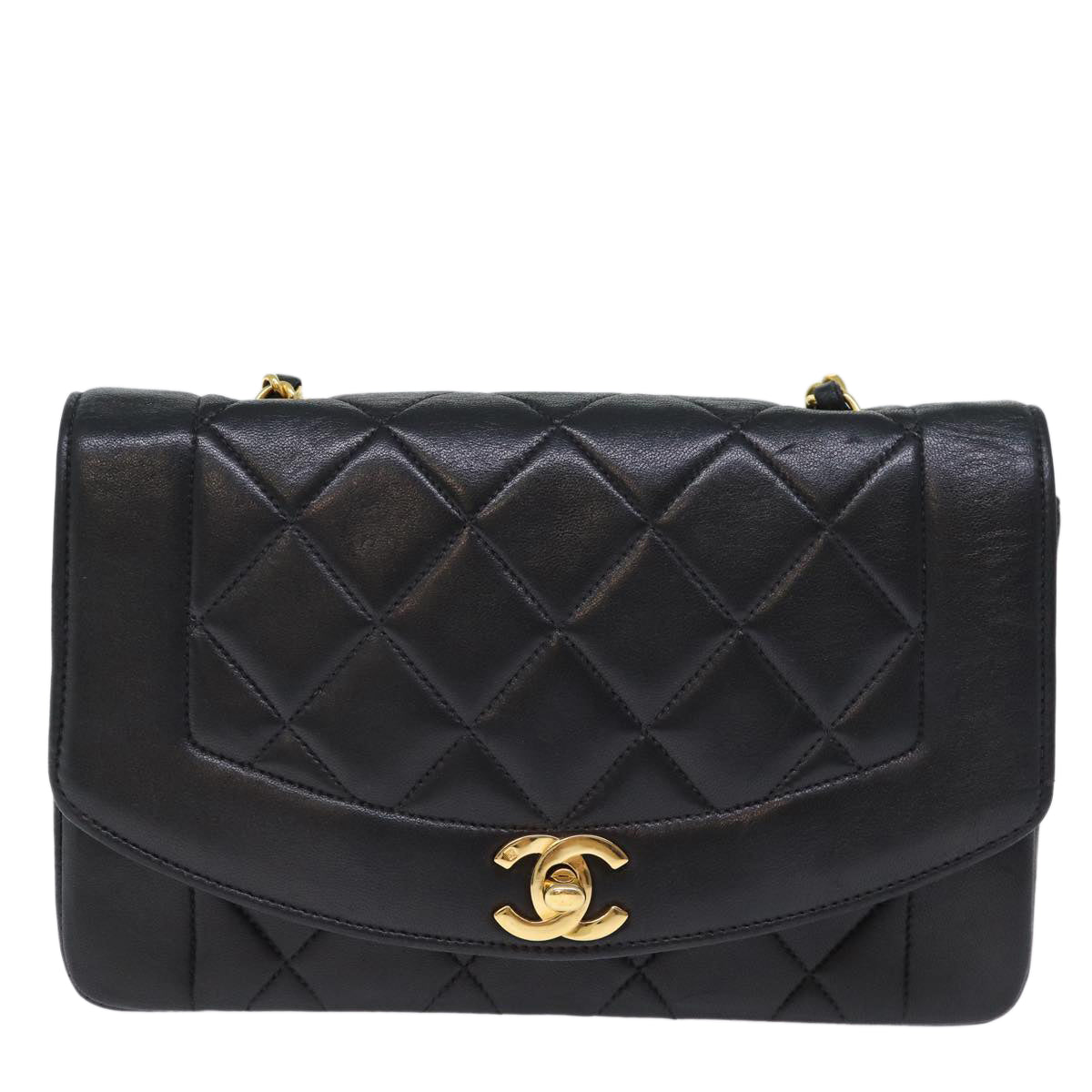 Chanel Diana Black Leather Shoulder Bag (Pre-Owned)