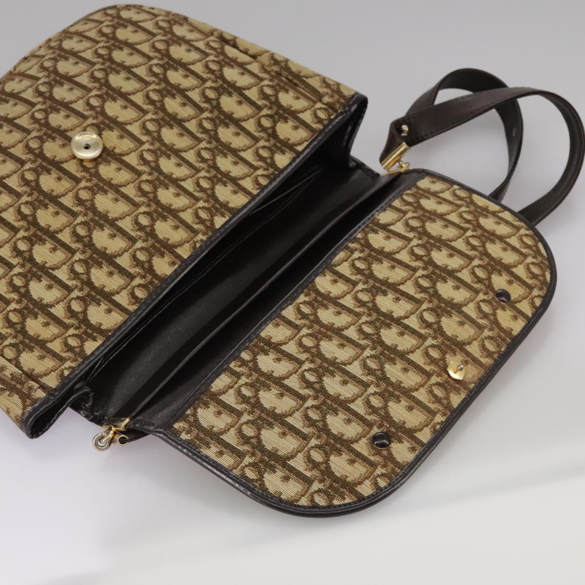 Dior Trotter Brown Canvas Shoulder Bag (Pre-Owned)