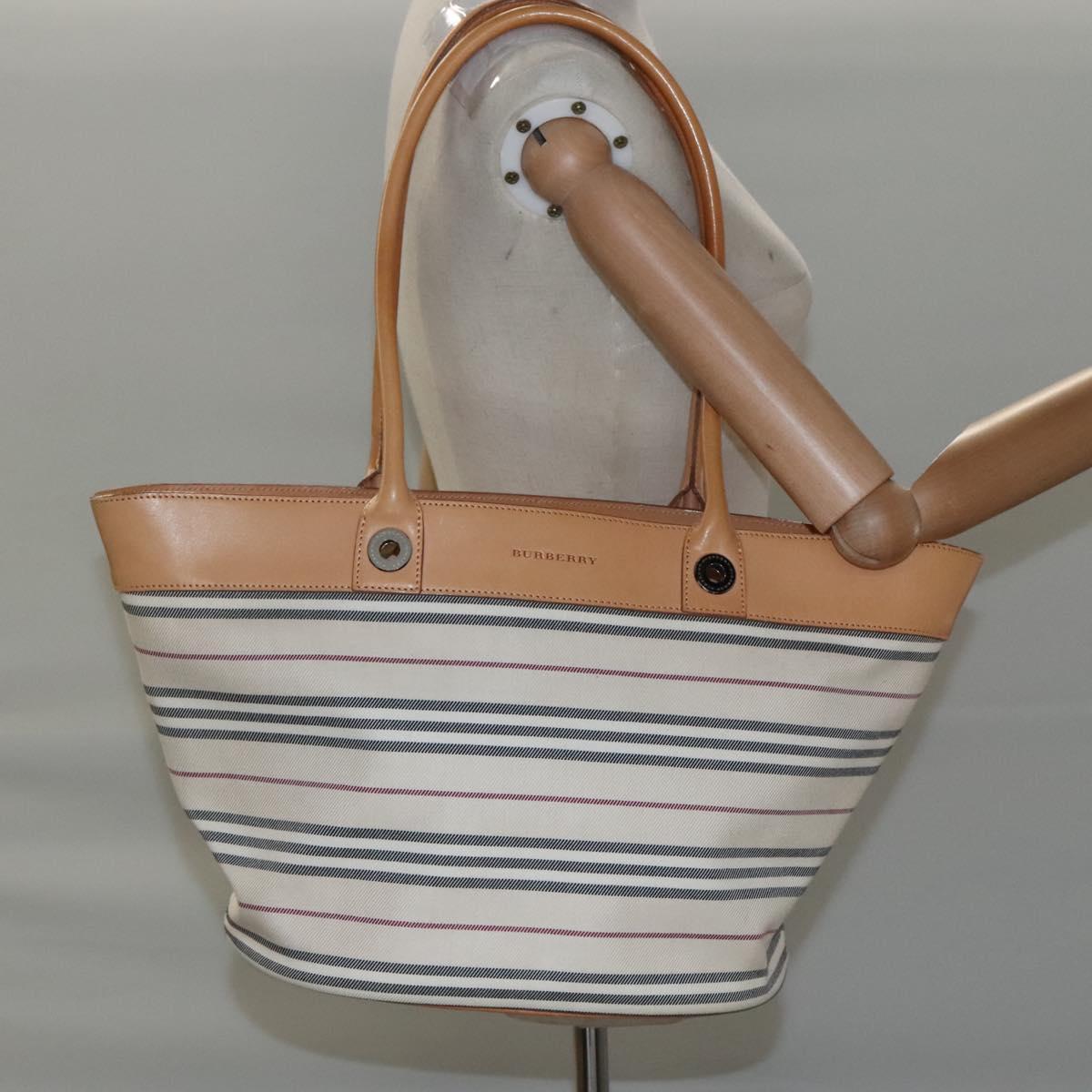 Burberry Nova Check White Canvas Tote Bag (Pre-Owned)