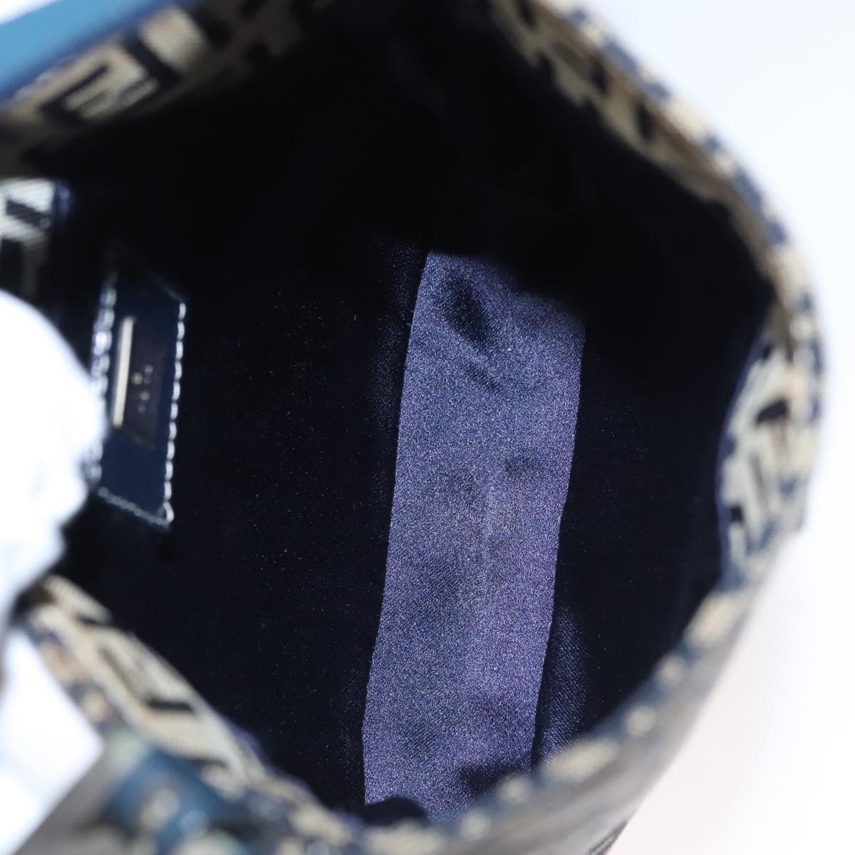 Fendi Zucchino Navy Canvas Shoulder Bag (Pre-Owned)