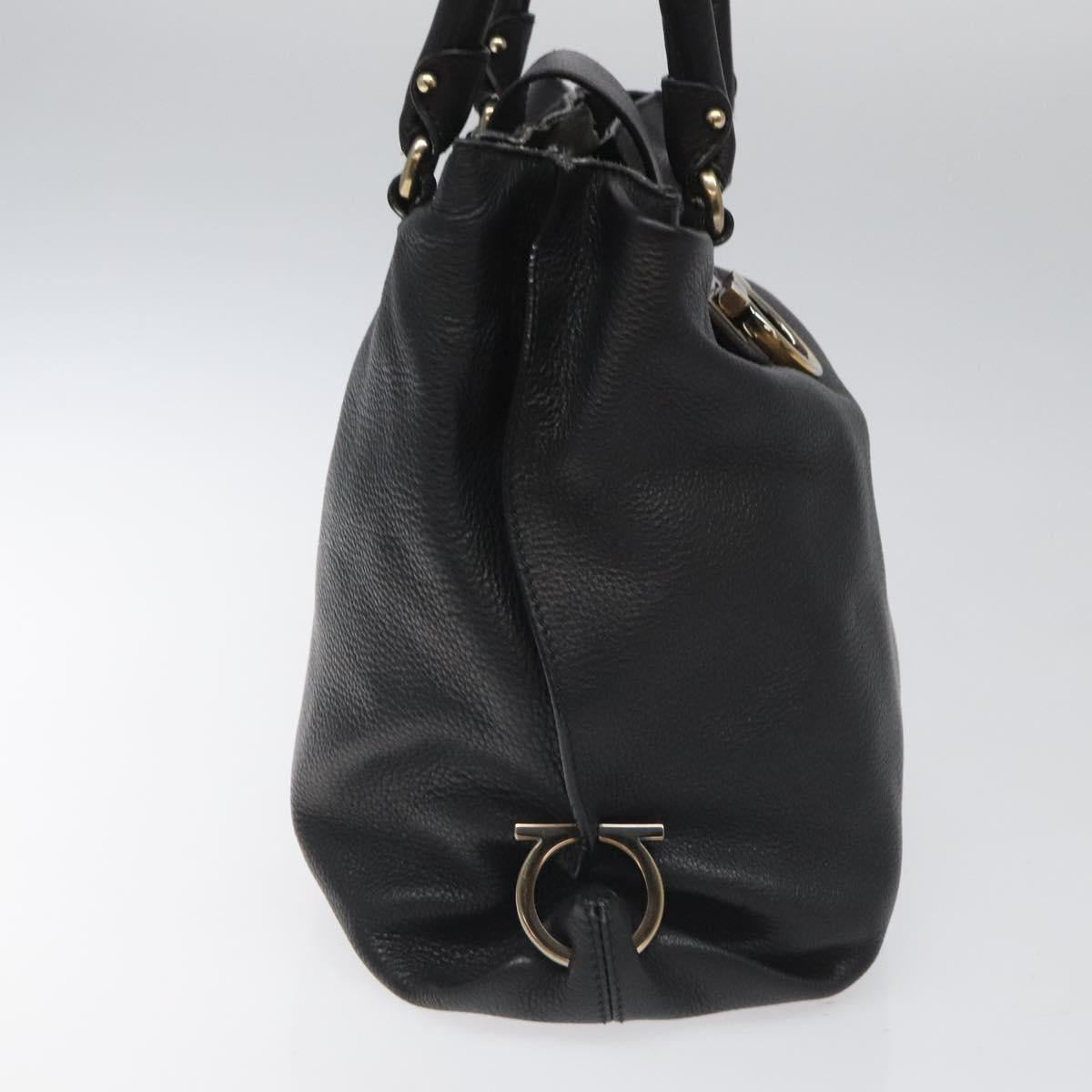Salvatore Ferragamo Gancini Black Leather Handbag (Pre-Owned)