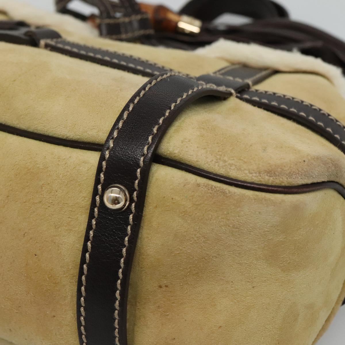 Gucci Bamboo Beige Suede Shoulder Bag (Pre-Owned)