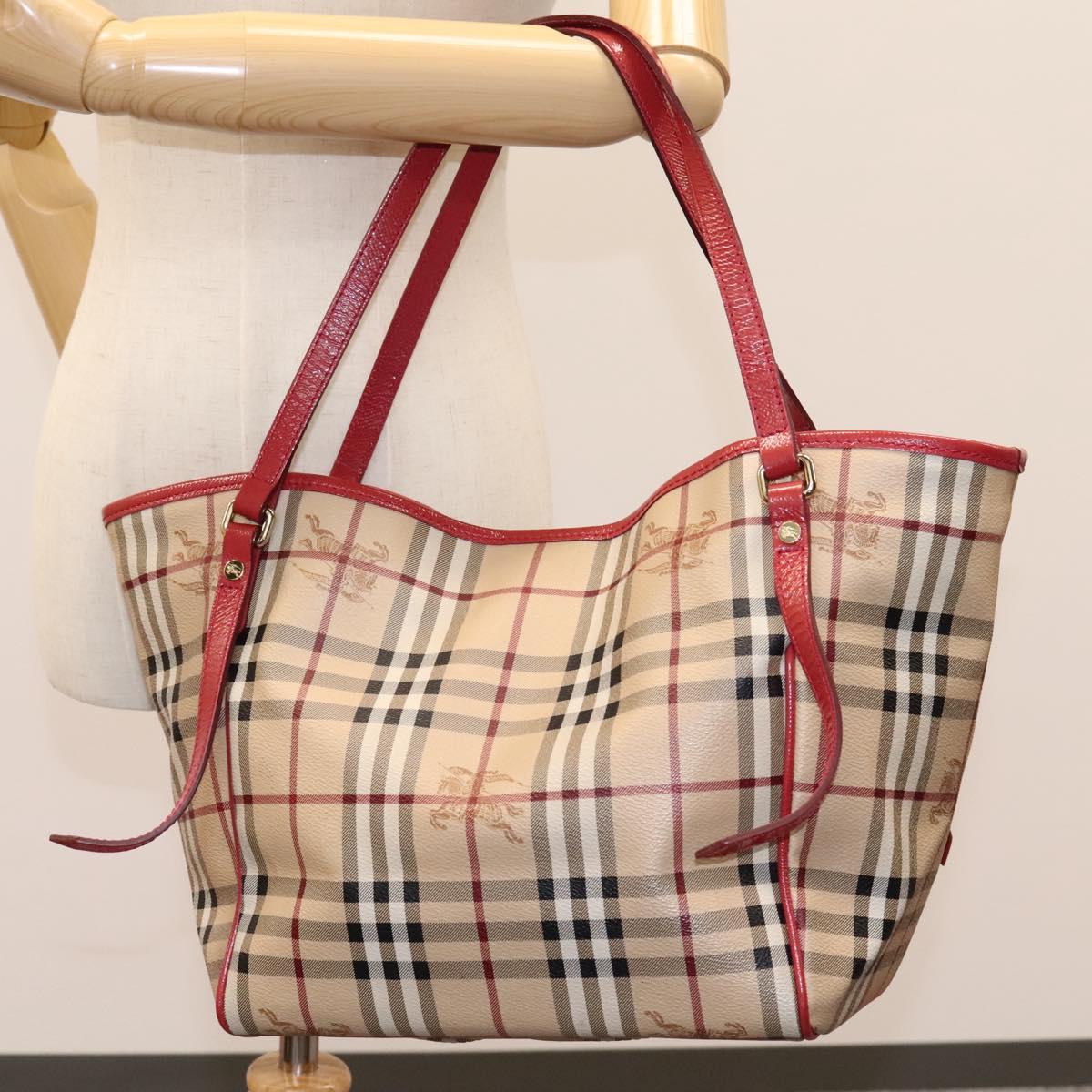 Burberry Haymarket Beige Canvas Tote Bag (Pre-Owned)