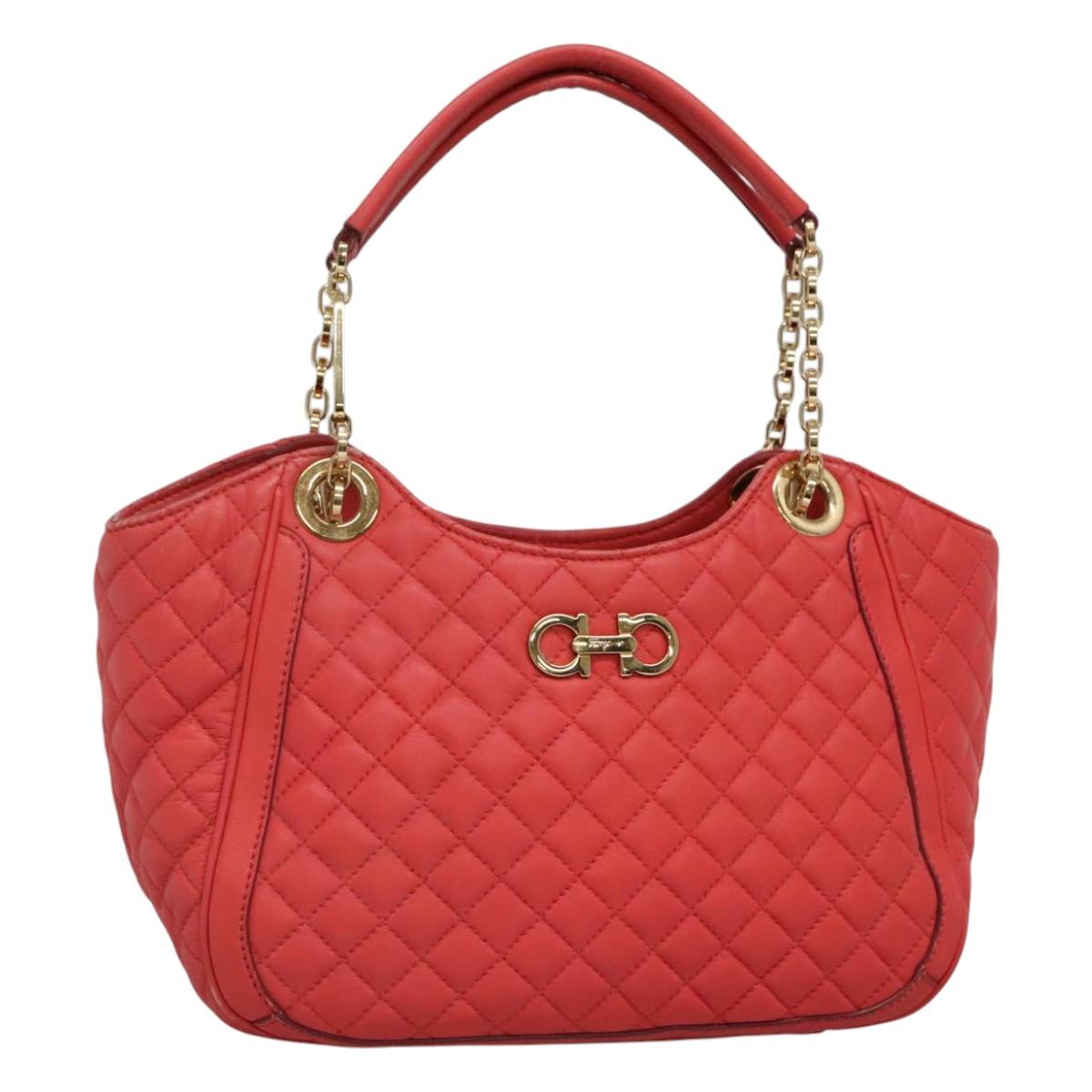 Salvatore Ferragamo Gancini Pink Leather Shoulder Bag (Pre-Owned)