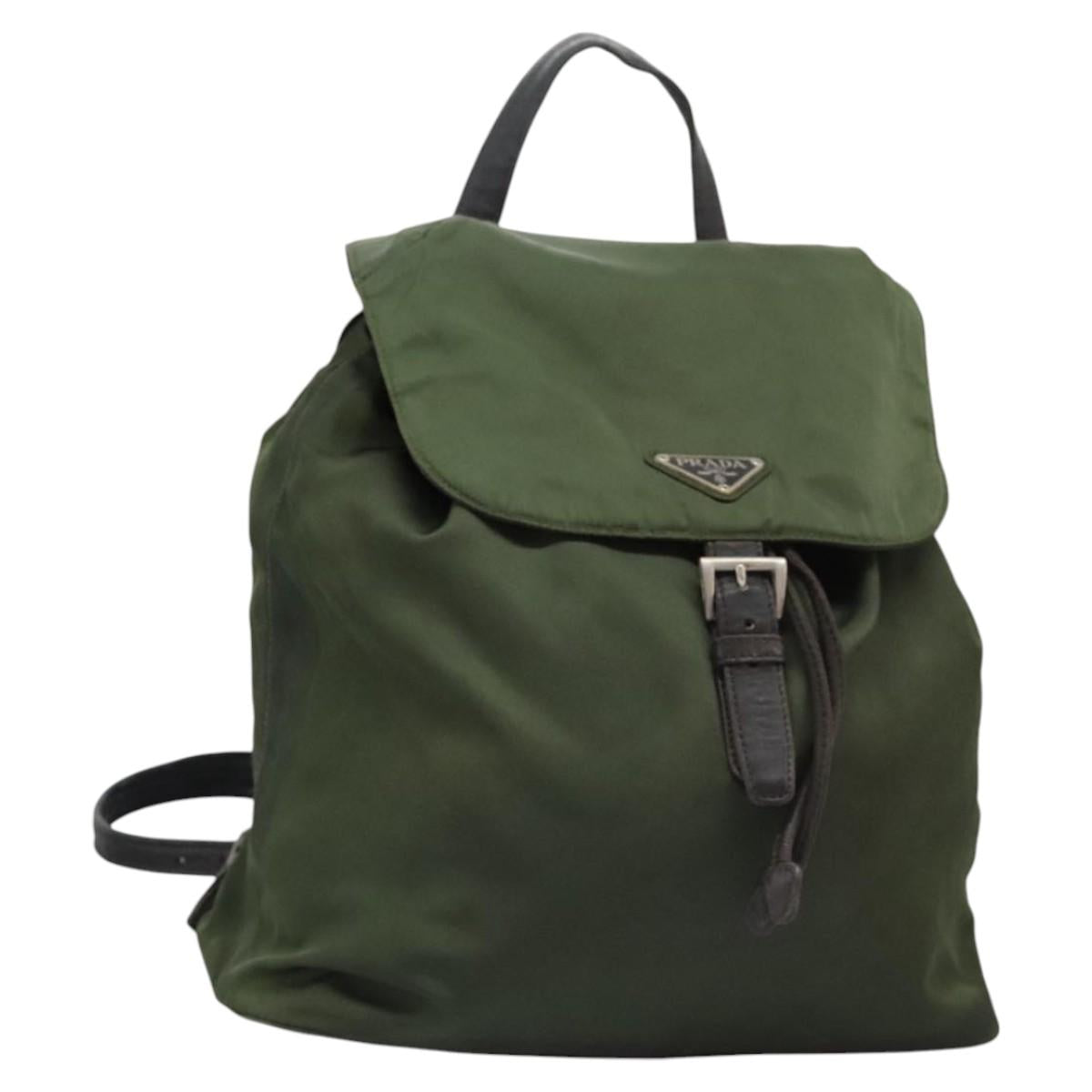Prada Re-Nylon Khaki Synthetic Backpack Bag (Pre-Owned)