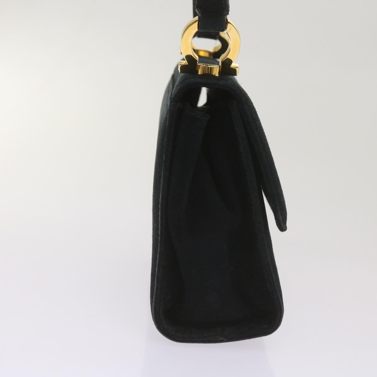 Salvatore Ferragamo Gancini Black Suede Shoulder Bag (Pre-Owned)