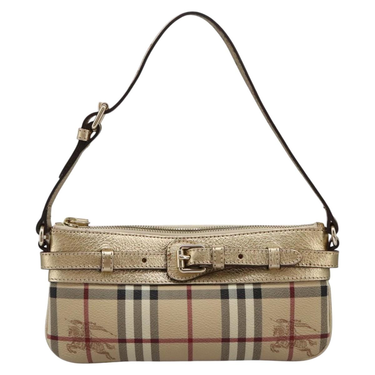Burberry Haymarket Beige Canvas Shoulder Bag (Pre-Owned)