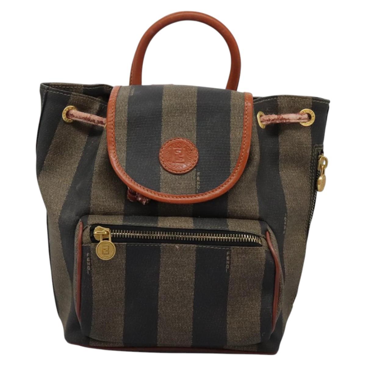 Fendi Pequin Brown Canvas Backpack Bag (Pre-Owned)