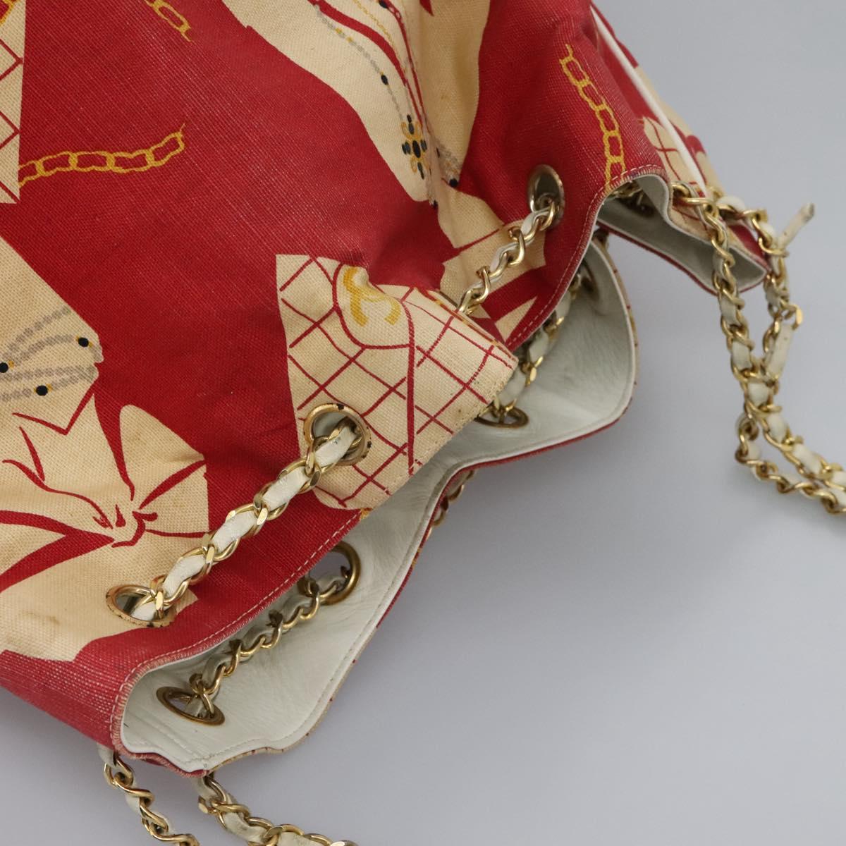 Chanel Coco Mark Red Canvas Shoulder Bag (Pre-Owned)