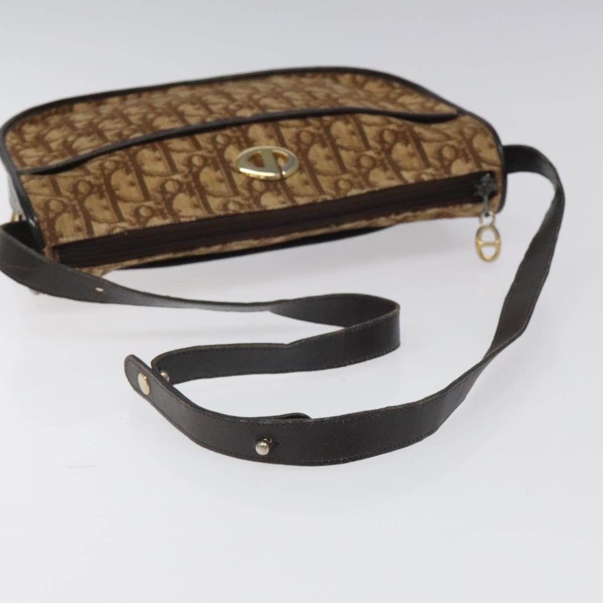 Dior Trotter Brown Canvas Shoulder Bag (Pre-Owned)