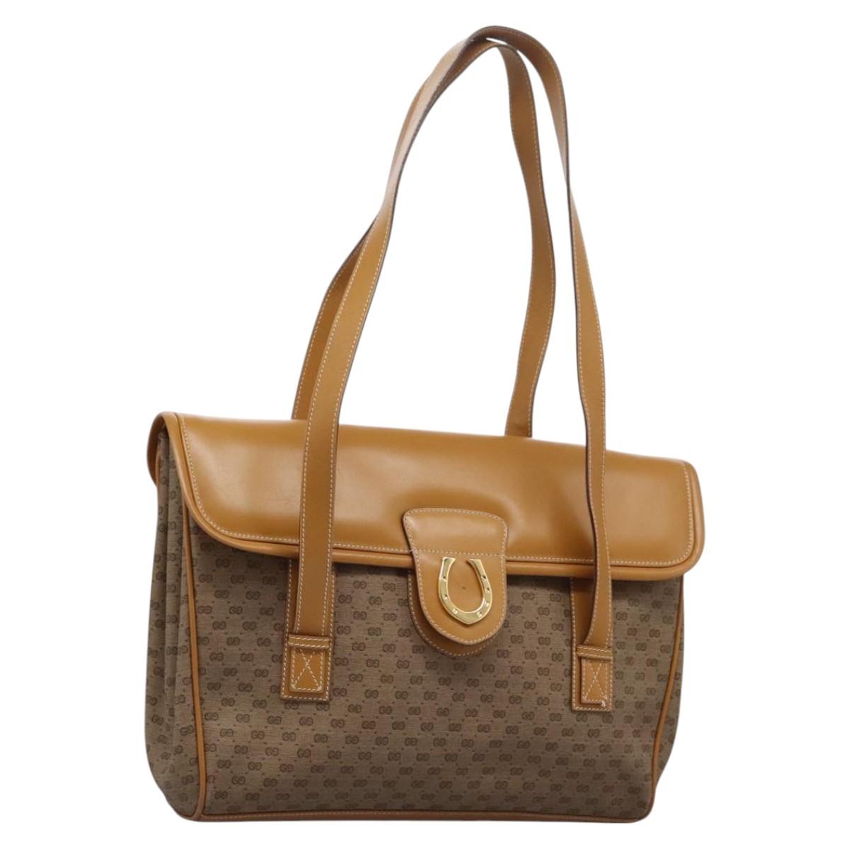 Gucci Micro Small Gg Canvas Beige Canvas Shoulder Bag (Pre-Owned)