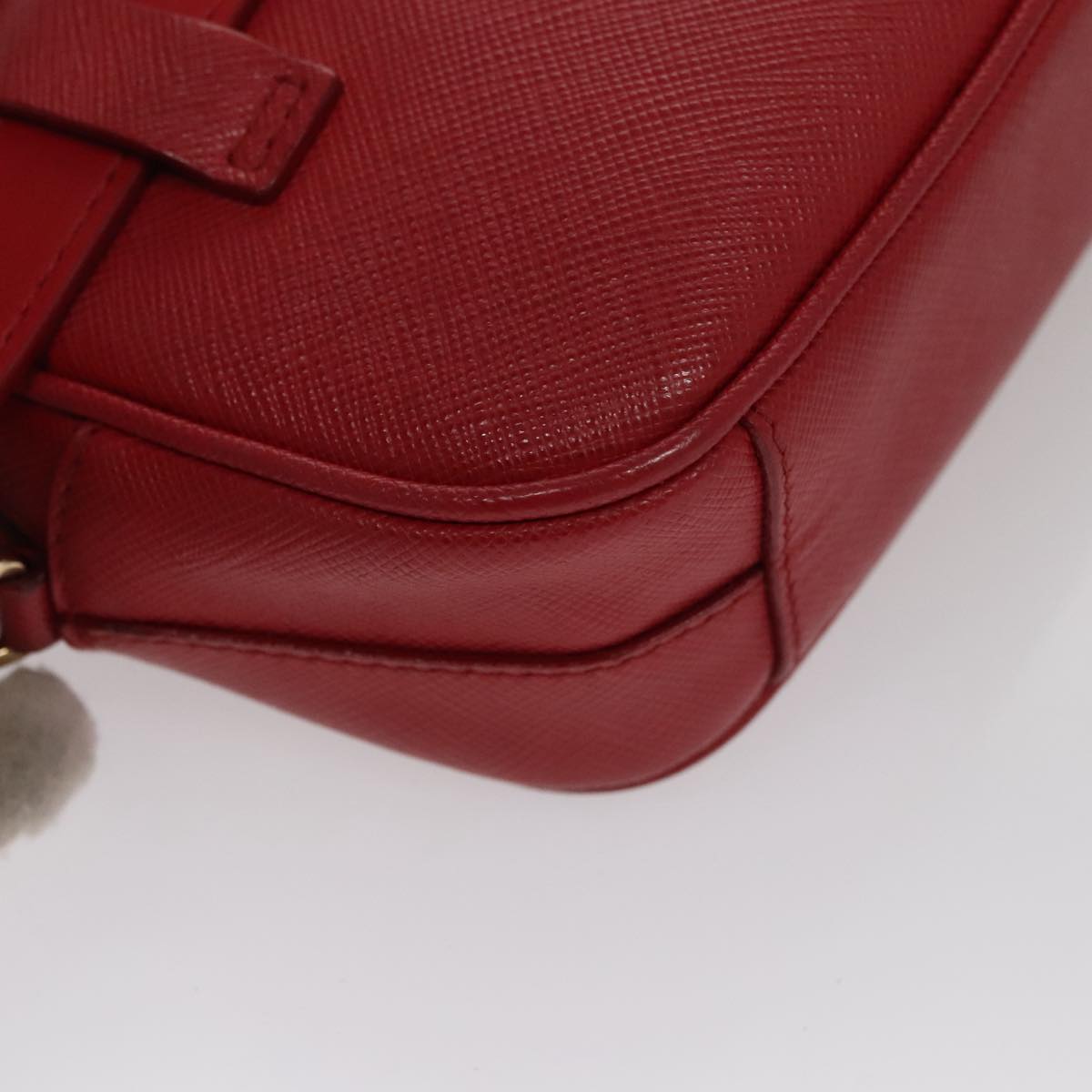 Prada Saffiano Red Leather Shoulder Bag (Pre-Owned)
