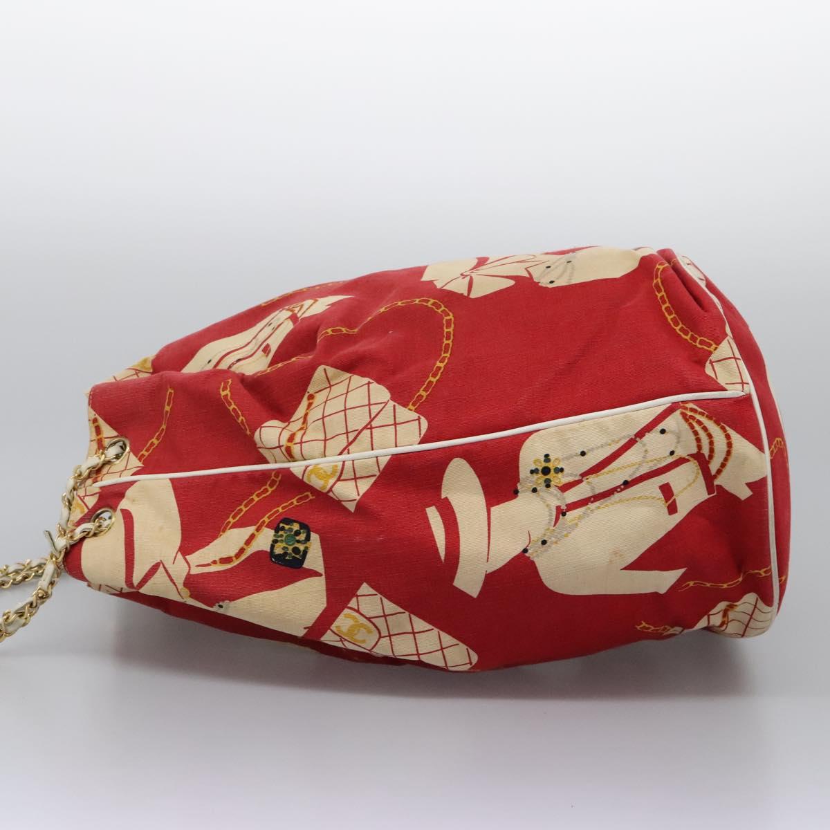 Chanel Coco Mark Red Canvas Shoulder Bag (Pre-Owned)