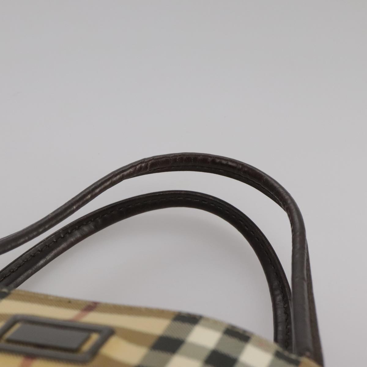 Burberry Nova Check Beige Canvas Handbag (Pre-Owned)