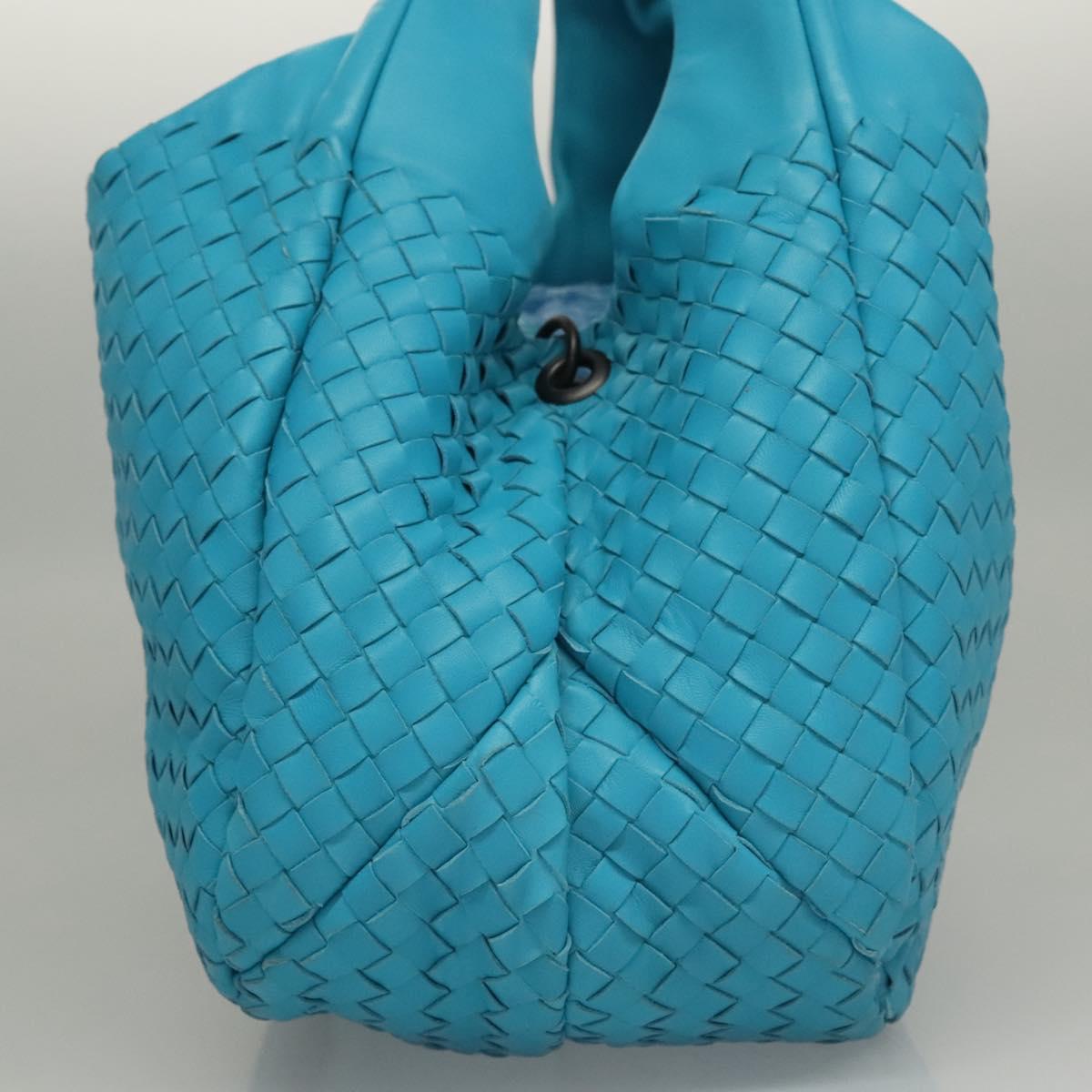 Bottega Veneta Intrecciato Blue Leather Handbag (Pre-Owned)