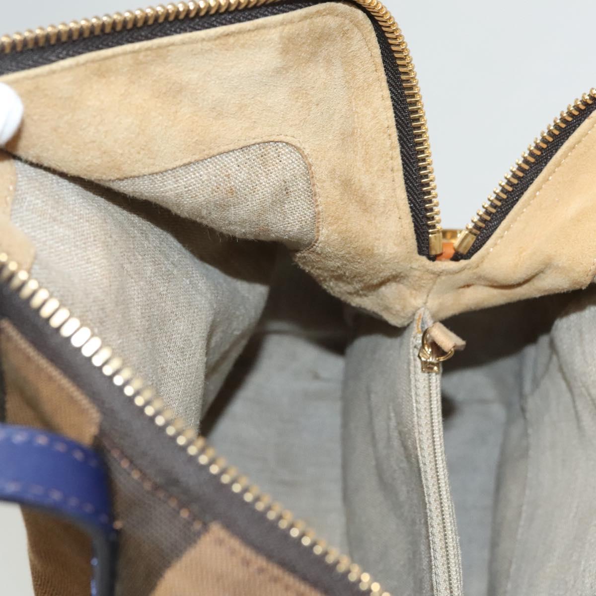 Fendi Pequin Brown Canvas Handbag (Pre-Owned)