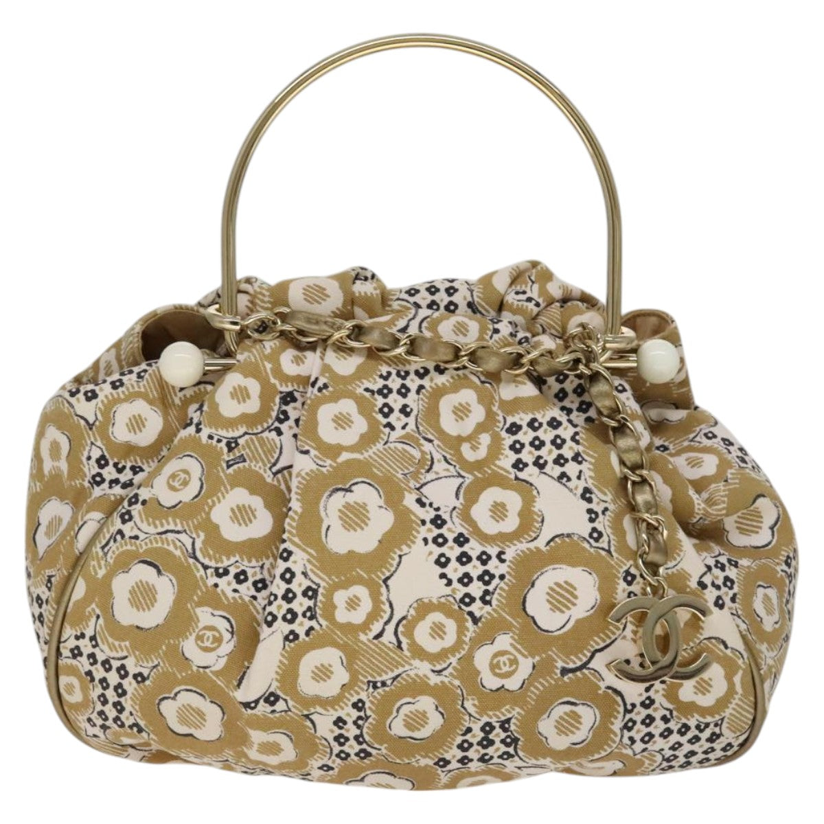 Chanel Camélia Beige Canvas Handbag (Pre-Owned)