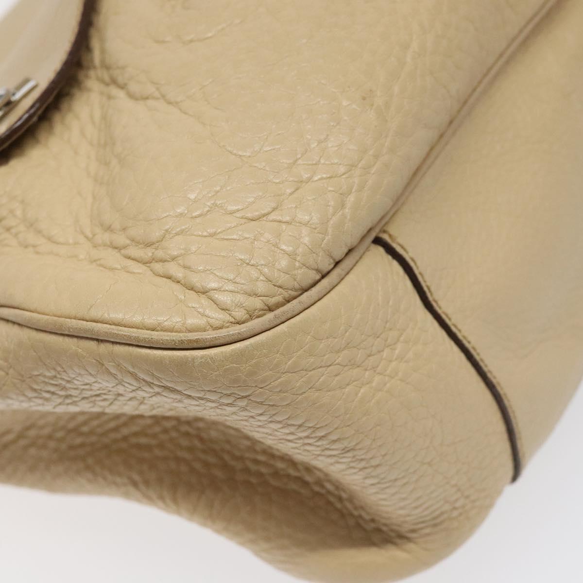 Salvatore Ferragamo Gancini Beige Leather Shoulder Bag (Pre-Owned)