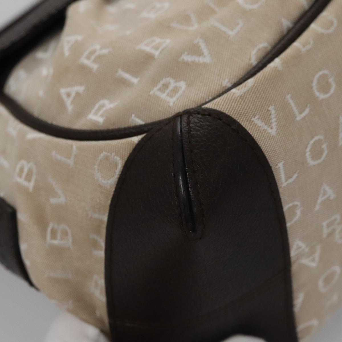 Bulgari Logo Mania Beige Canvas Handbag (Pre-Owned)