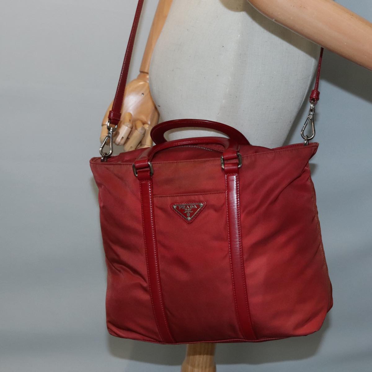 Prada Tessuto Red Synthetic Handbag (Pre-Owned)