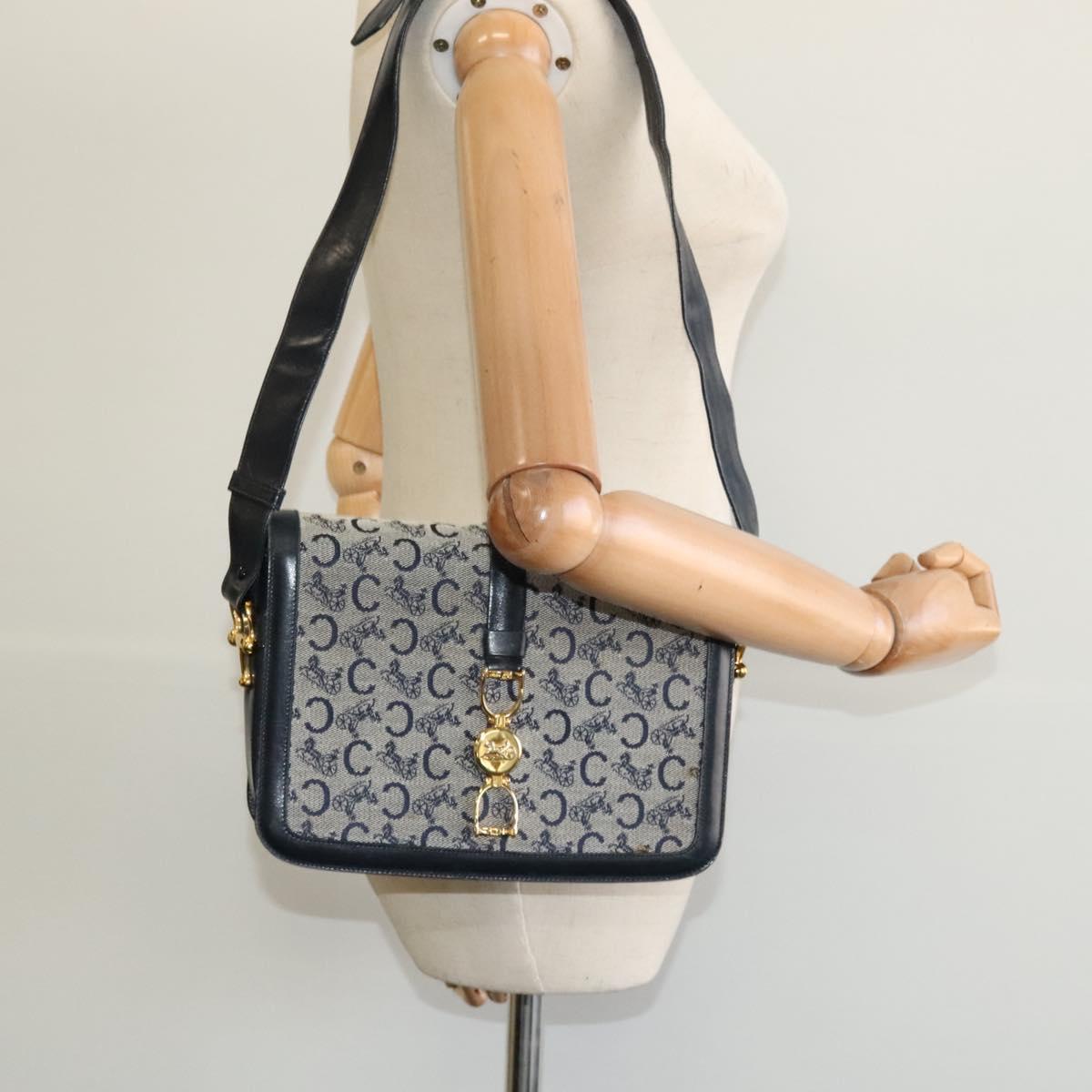 Céline Horse Carriage Navy Canvas Shoulder Bag (Pre-Owned)
