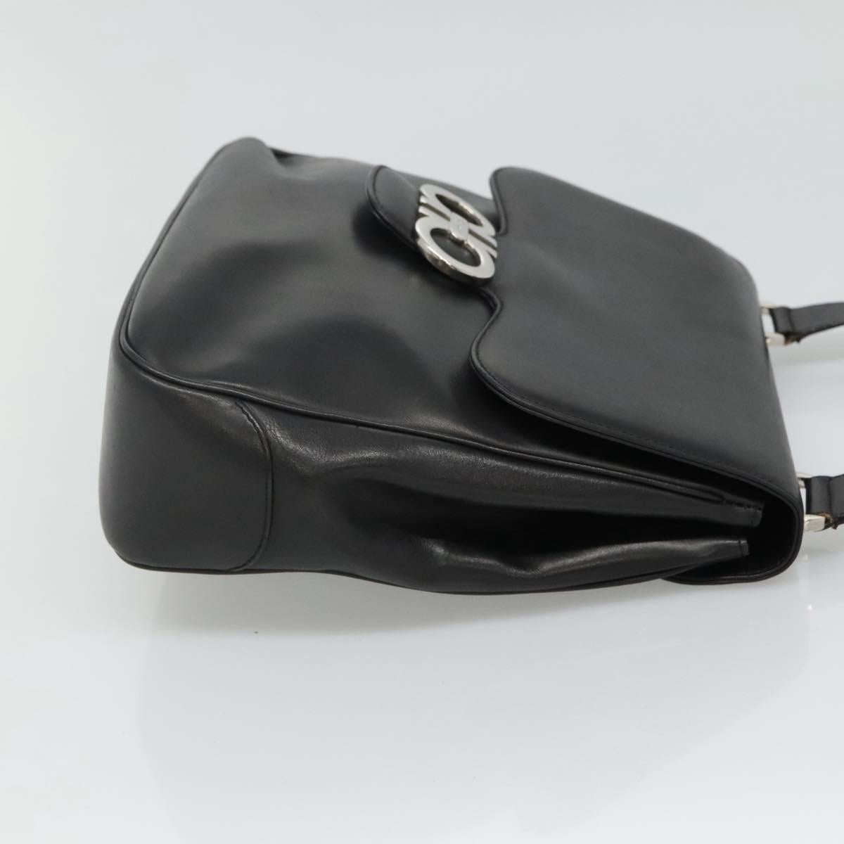 Salvatore Ferragamo Gancini Black Leather Shoulder Bag (Pre-Owned)