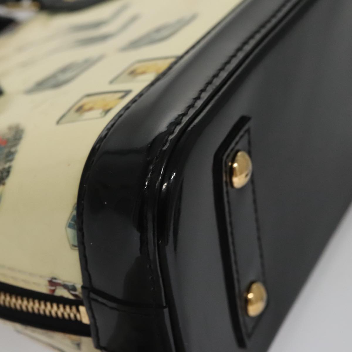 Louis Vuitton Alma Bb Ecru Patent Leather Handbag (Pre-Owned)
