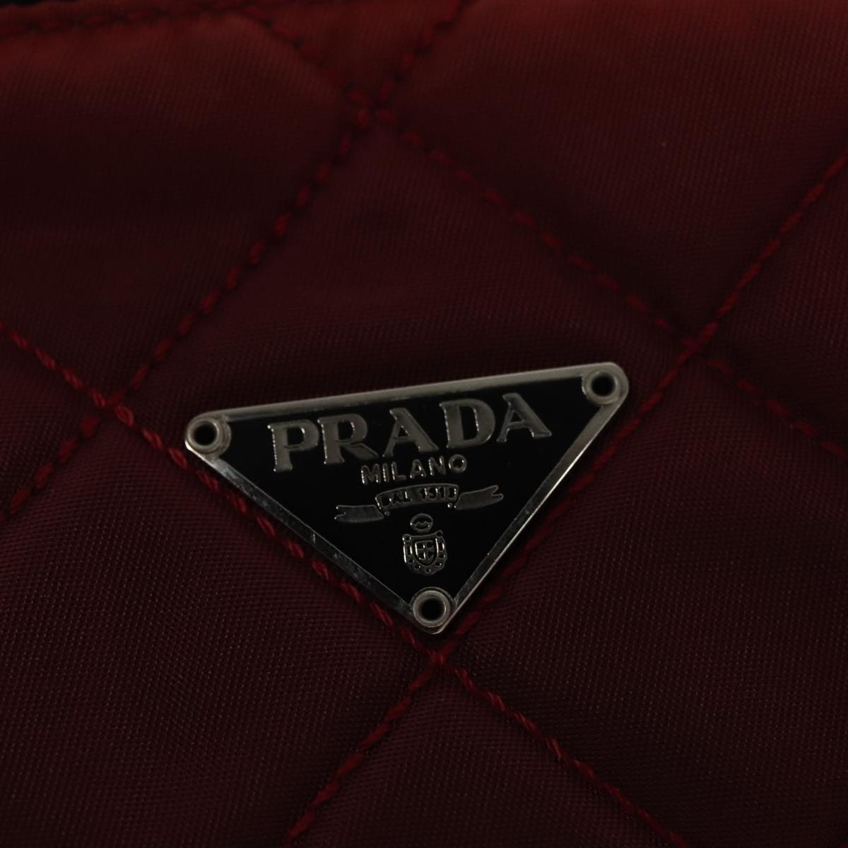 Prada Matelassé Burgundy Synthetic Clutch Bag (Pre-Owned)