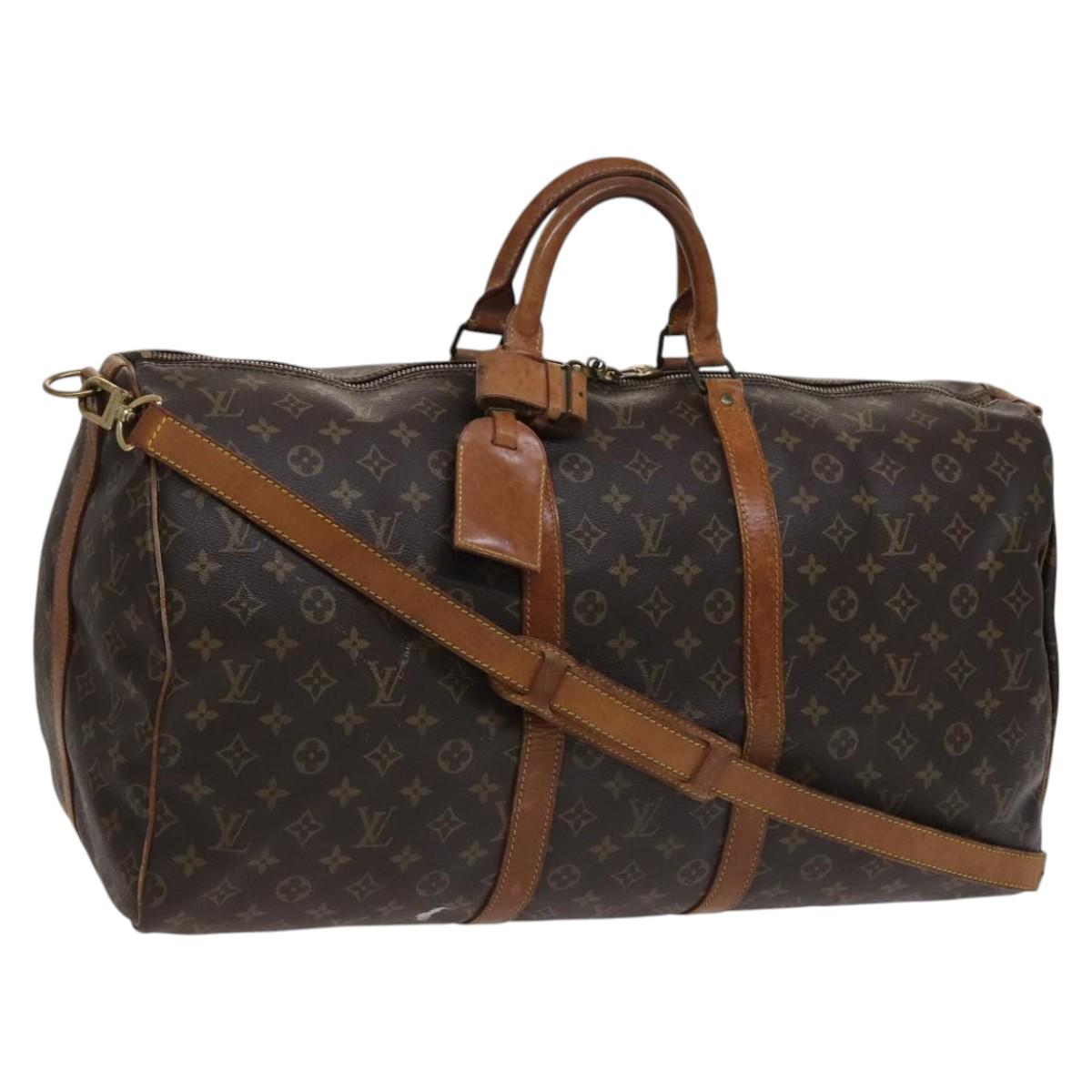 Louis Vuitton Keepall Bandouliere 55 Brown Canvas Travel Bag (Pre-Owned)