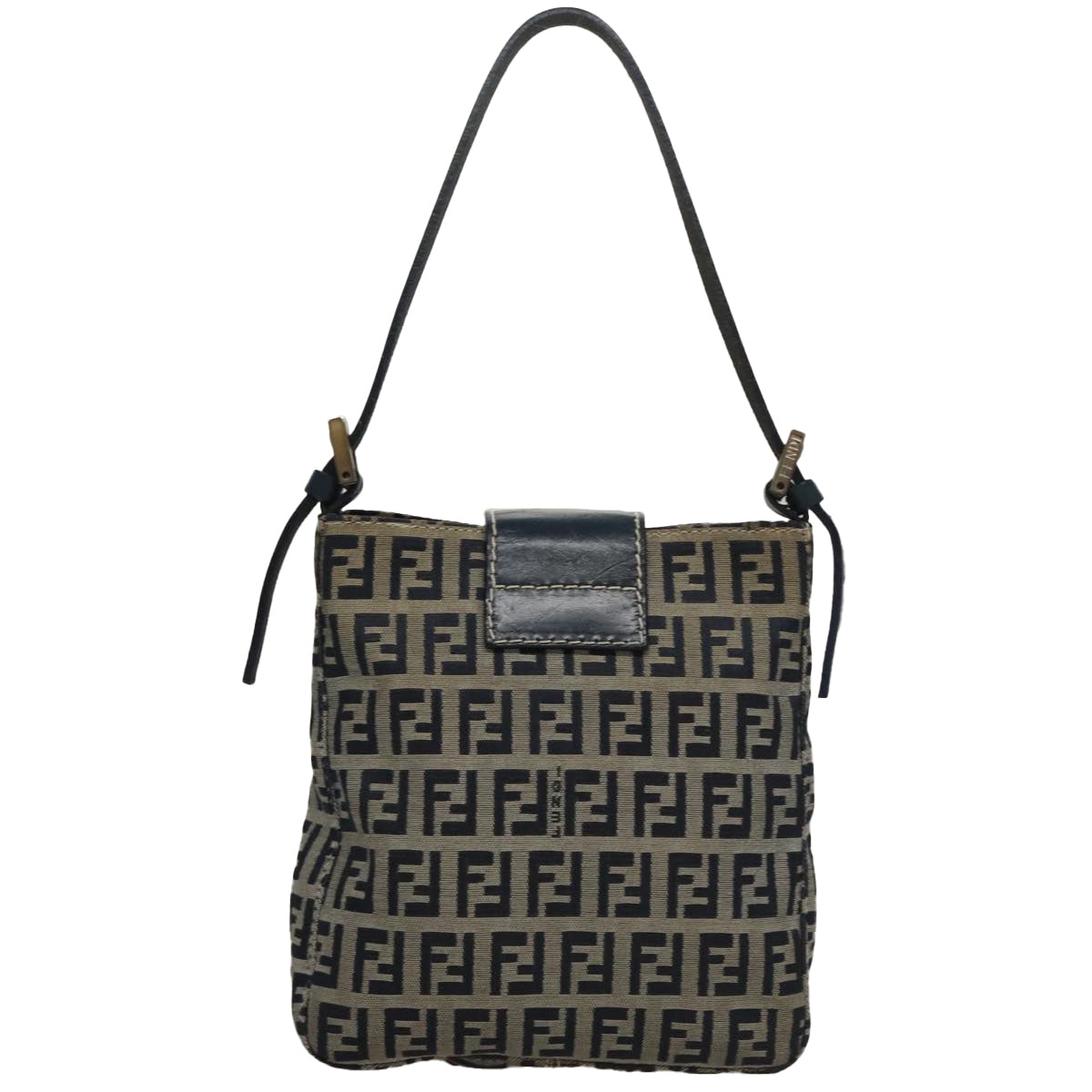 Fendi Zucchino Navy Canvas Shoulder Bag (Pre-Owned)